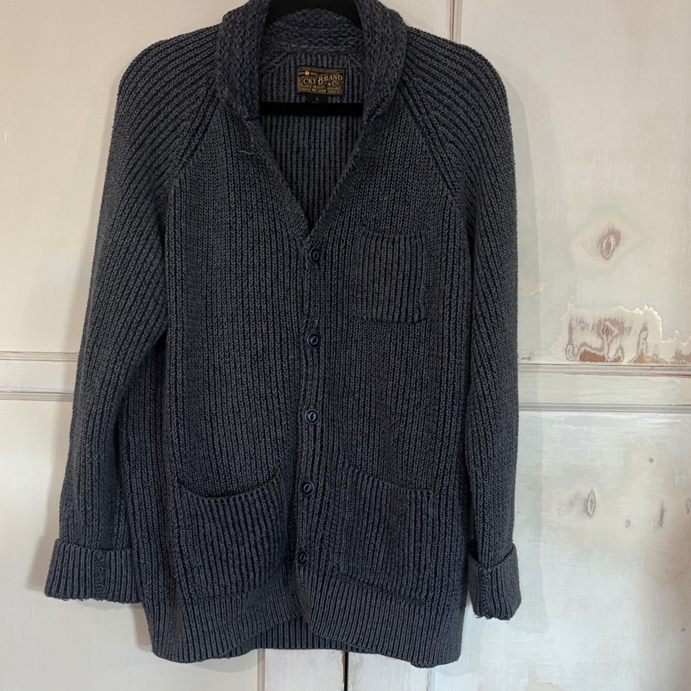 Lucky Brand Men's Charcoal Cardigan Sweater